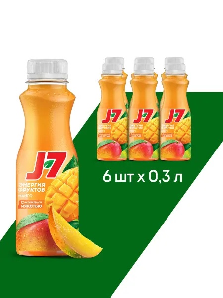 J7 Сок Дж7 Нектар Манго с Мякотью 6 шт по 0.3л