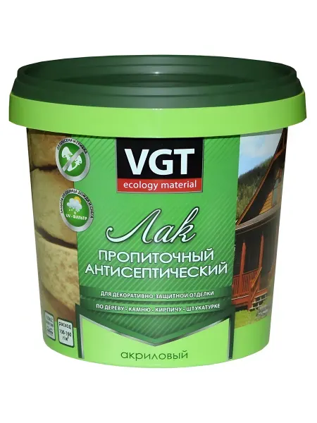 VGT Лак антисептик акриловый полуглянцевый белый 0,9 кг