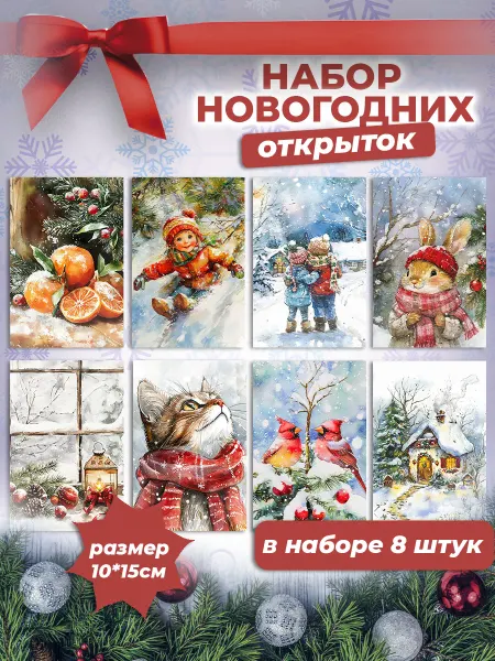 Сладкая Совушка Новый Год Новогодние открытки на Новый Год набор