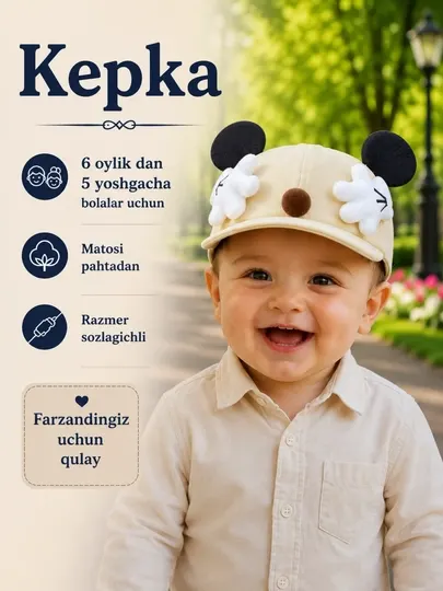 Детская кепка для весны и лета, регулируемая, для мальчиков 0-5 лет, из мягкого хлопка