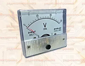 Вольтметр cтрелочный 0-75VDC/64х56мм (DC-постоянный ток; AC-переменный ток !!!)
