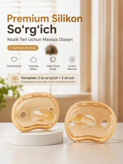 Силиконовая соска мягкая и безопасная 0+