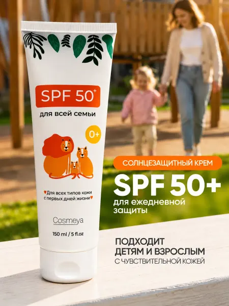 COSMEYA Солнцезащитный крем детский для лица и тела SPF 50, 0+