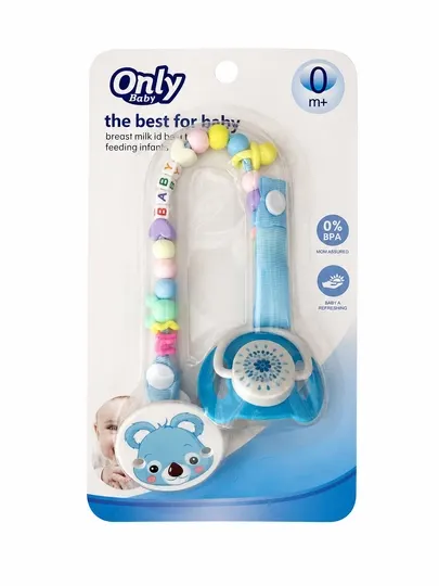 Держатель для пустышки с бусинами и зажимом "Only Baby", 0м+