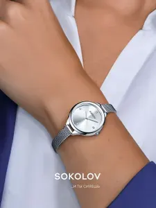 Женские стальные наручные часы SOKOLOV на миланском браслете, 306.71.00.000.01.01.2