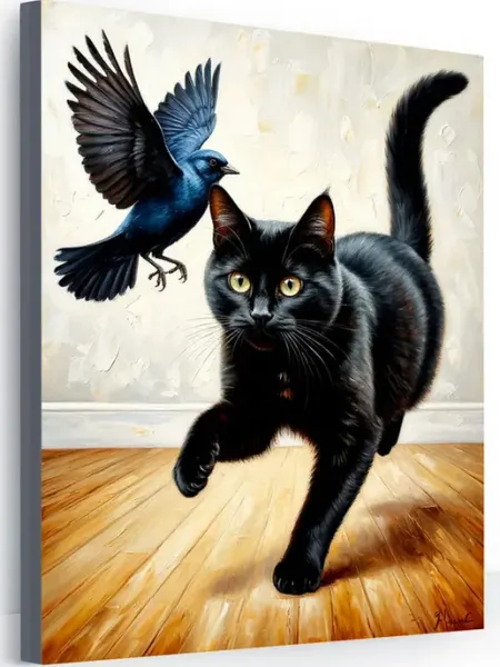 000 Art-Hobby-Create Картина на стену для интерьера кот и птица 40х50