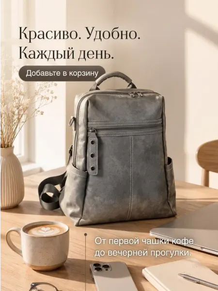 Рюкзак кожаный средний городской