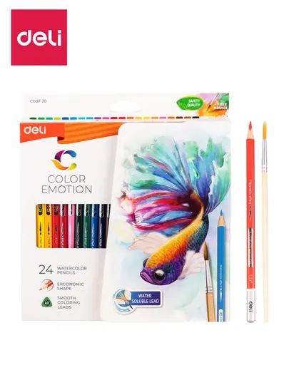 Кветные карандаши Deli EC00720, 24 цвета, акварельные, 00720-EC