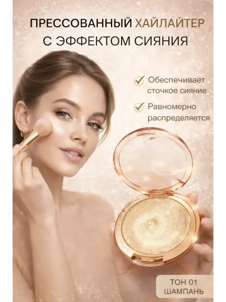 Шай95 Хайлайтер для лица прессованный сияющий тон 01