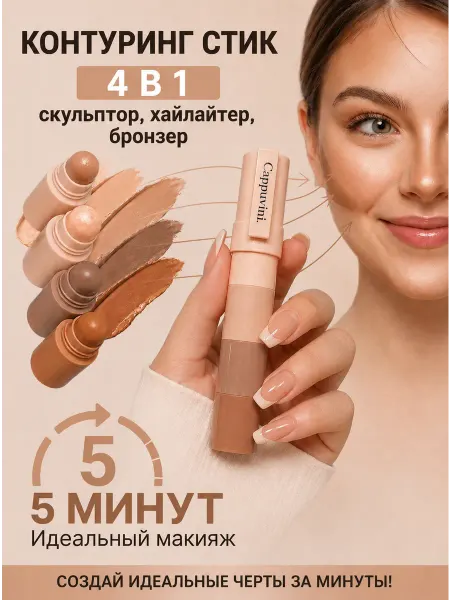 Qise Контурирующий стик 4 в 1 карандаш для лица набор 01