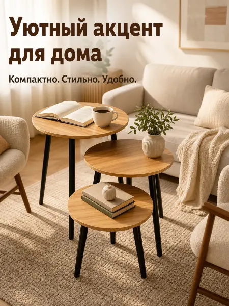Комплект журнальных столиков из 3 штук для гостиной дома