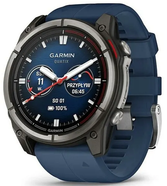 Умные часы Garmin QUATIX 8, 51 mm, Titanium/Captain Blue (010-02905-91)