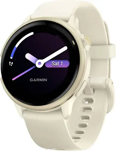 Смарт-часы Garmin Vivoactive 6, Amoled,42mm золотистый безель,белый силиконовый браслет 010-02985-01