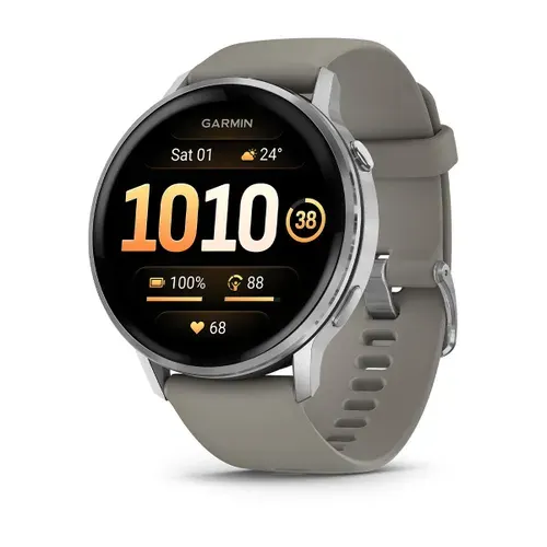 Смарт-часы Garmin Venu 4 - 45mm серебристый с серым ремешком, (010-03014-01)