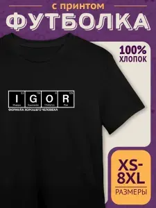 Футболка оверсайз именная с принтом Игорь формула хорошего человека 015