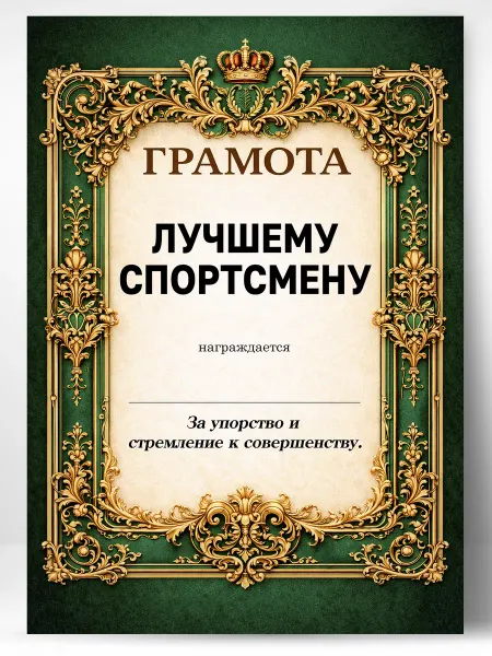 Грамота диплом в подарок - Лучшему спортсмену