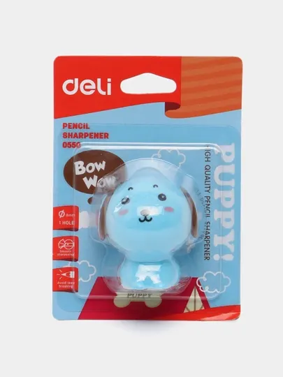 Точилка для карандашей 3 шт, Deli 0550 Puppy! голубая