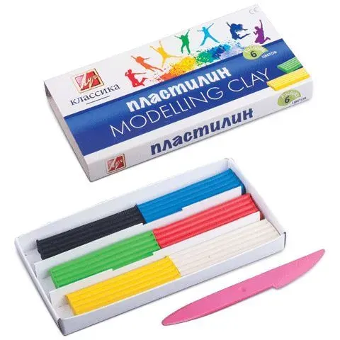 Пластилин для школы ЛУЧ "Классика", 06 цветов, 120г, со стеком