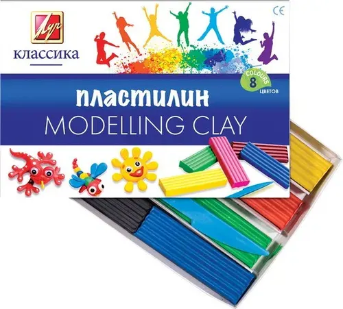 Пластилин для школы ЛУЧ "Классика", 08 цветов, 160г, со стеком