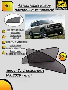 Автошторки магнитные для Jetour T1 1 поколение (09.2025 - н.в.) джип/suv 5 дв., на передние двери 2 шт/шторки для автомобиля/съемная тонировка/AutoZoom