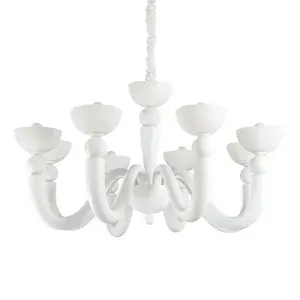 Люстра подвесная ideal lux Bon bon SP8 D955мм H495мм макс.8x28Вт Е14 IP20 23В Металл/Стекло Белый Без ламп 094007.