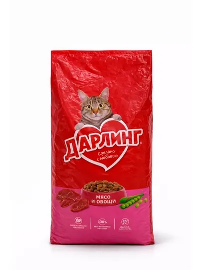 Дарлинг для кошек мясо с овощами 14 кг