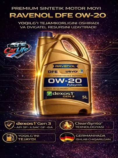 RAVENOL DFE SAE 0W-20 моторное масло для автомобилей
