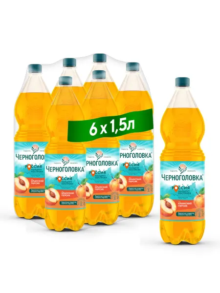 Черноголовка Лимонад "Крымский персик" газированный 1,5 л х 6 шт