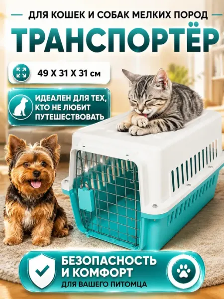 Переноска для кошек пластиковая с дверцей