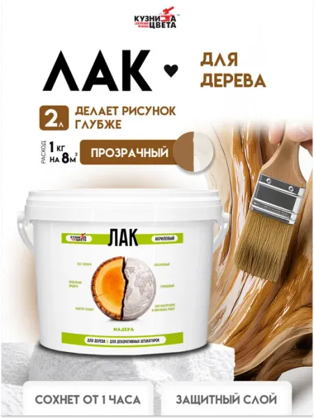 МАДЕРА Лак для творчества и декора глянцевый 1.8л