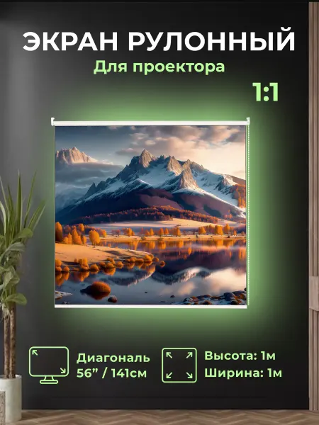 Gozhy Экран для проектора рулонный "G1R" 1 х 1м