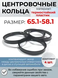 Центровочные кольца/проставочные кольца для литых дисков/проставки для дисков/ размер 65.1-58.1