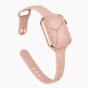 Узкий ремешок для Apple Watch 44/45/46/49 mm, силиконовый, цвет Розовый, браслет на смарт-часы Эпл Вотч для iWatch Series 11 10 9 8 7 6 5 4 3 2 1 SE Ultra 3 Ultra 2 Ultra совместимый