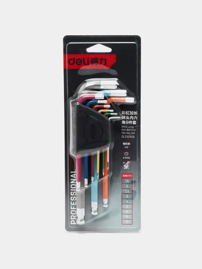 Шестигранник длин, скругленный в наборе Deli DL232509, 9 шт, 1.5 - 10 mm