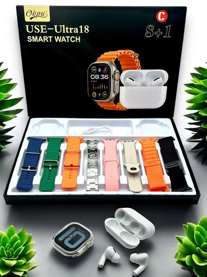 Умные часы, Smart Watch Ultra и наушники iPods pro, с 8 ремешками, подарочный набор 10 в 1