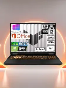ASUS Игровой ноутбук 16" ASUS TUF: AMD Ryzen 7 260(до 5.1 ггц),16 Gb DDR5, SSD 1 TB,RTX 5070-8 GB,Win 11+Office, рус. клав. Игровой ноутбук 16", AMD Ryzen 7 260, RAM 16 ГБ, SSD 1000 ГБ, NVIDIA GeForce RTX 5070 для ноутбуков (8 Гб), Windows Pro, черный, Русская раскладка
