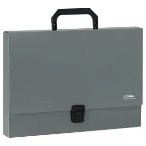 Папка портфель 1 отделение СТАММ "Стандарт" ММ-30896 А4, 1000мкм, на замке, пластик, серая (ММ-30896)