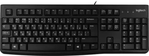 Клавиатура Logitech K120 черная, офисная, 104 клавиши, защита от воды USB 1.5м, RTL