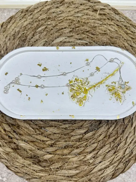 Подставка декоративная для мелочей, ручная работа из гипса, 19*11*1.5 см