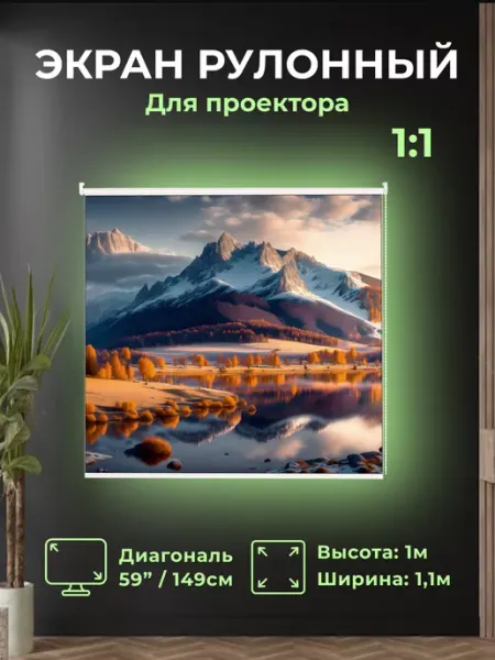 Gozhy Экран для проектора рулонный "G1R" 1х1,1м