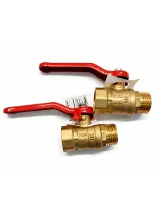 Кран шаровой 1/2" гайка-штуцер рычаг Ду15 Ру16 (11Б27п1) - 2 штуки