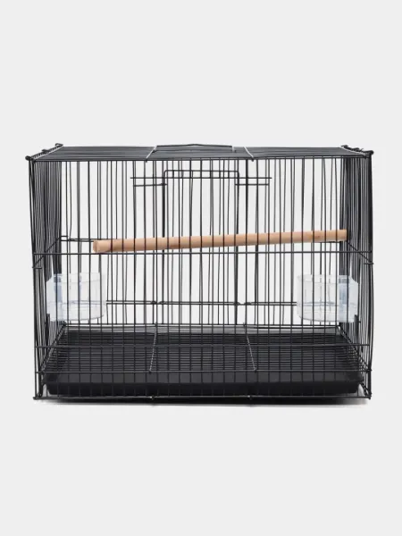 Клетка для птиц с деревянной жердечкой, с 2 поилками, 29 * 29 * 40 см, 1140 г, 1 палка
