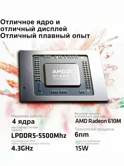 Ноутбук HP ryzen 5 7520U 8/512, Windows , Ful HD 15.6, 1 - год гарантии