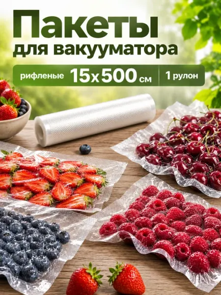 Vacu&Wrap Пакеты для вакууматора рифленые 15х500 см 1 рулон