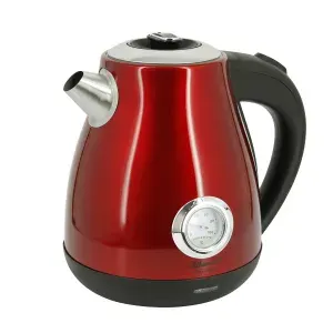 Электрический чайник Atlanta ATH-2440 (red), 1,7 л, термометр воды, шкала, дисковый ТЭН, автоотключение, нержавеющая сталь, поворот на 360, мощность 1850-2200 Вт