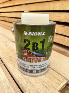 АКВАТЕКС Деревозащитный текстурирующий состав, цвет Ваниль (2,7 л), формула 2 в 1: грунт и антисептик, полуматовое покрытие, Рогнеда