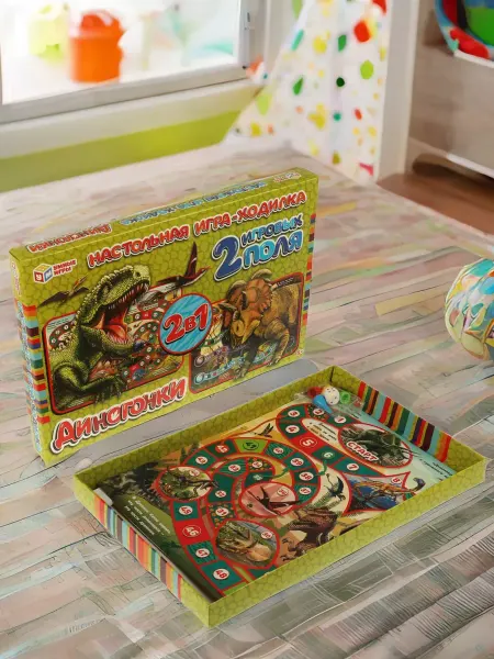 Умные игры Настольная игра ходилка 2 в 1 Диногонки