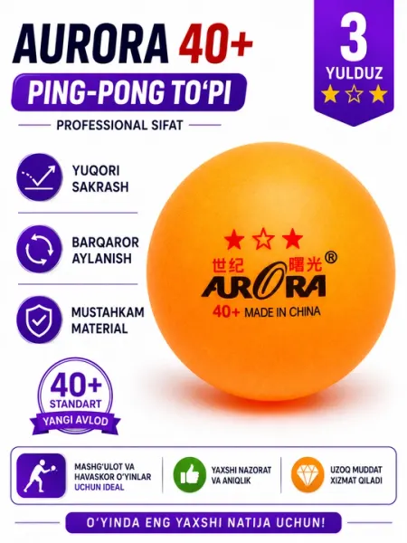 Мяч для настольного тенниса Aurora 40+, 1, 2 и 3 штуки