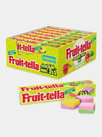Жевательные конфеты "Fruit-tella" Кислый Микс 2 в 1, 41 г