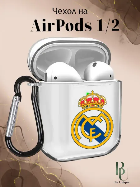 Be Unique Чехол на AirPods 1 и 2 с принтом Real Madrid